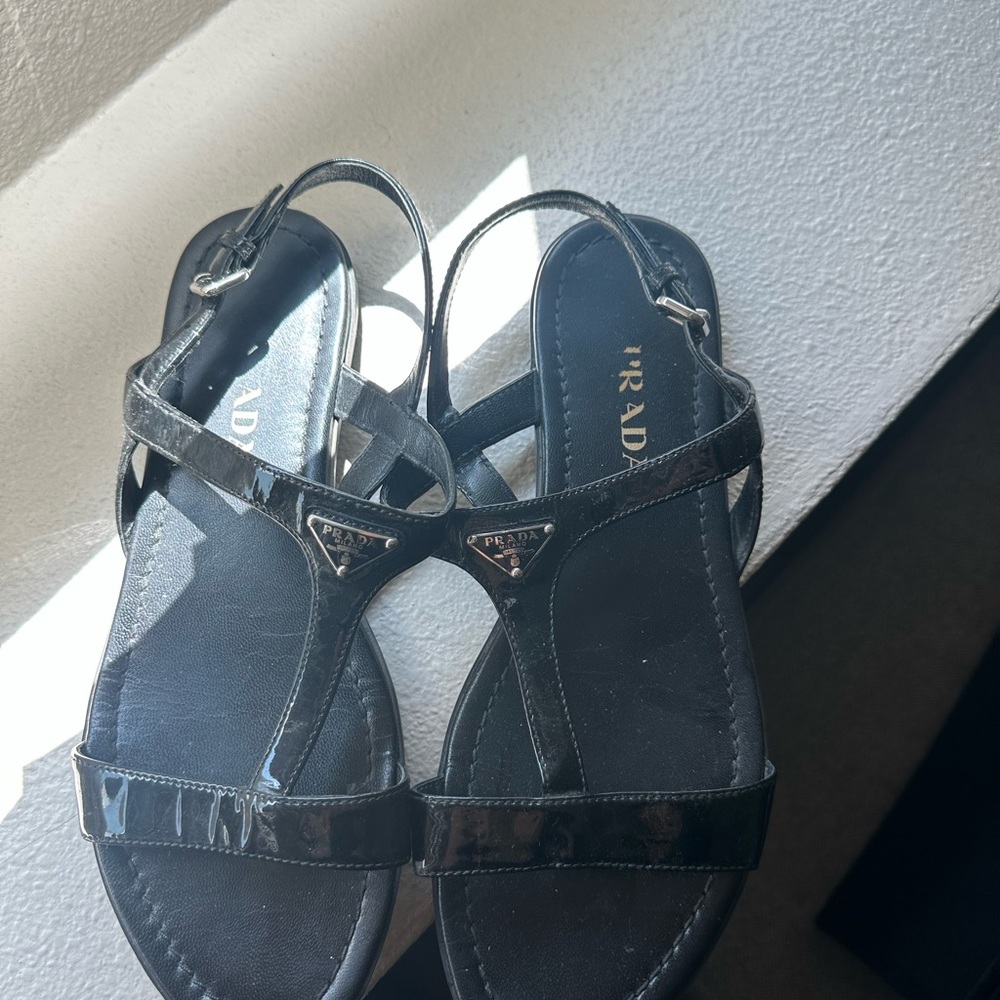 Prada Glossy Black Women's Sandals